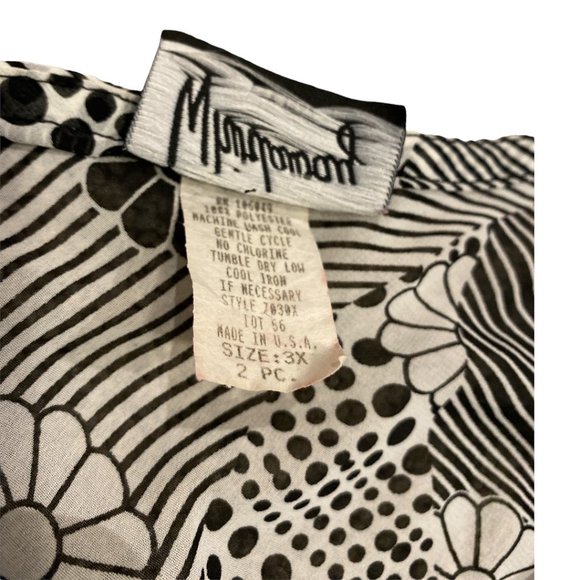 WHIRLAWAY Blouse Size 3X Sheer Flowy Flowers Stripes Dots Statement Curvy - Picture 11 of 12